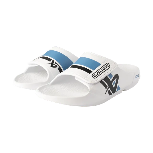 bauer-oofos-sport-flex-slide-junior-wei-blau-recovery-sandale image 1