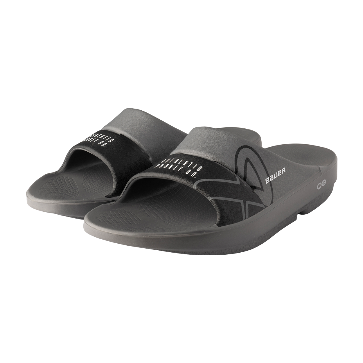 bauer-oofos-sport-slide-junior-grau-recovery-badeschlappen image 1