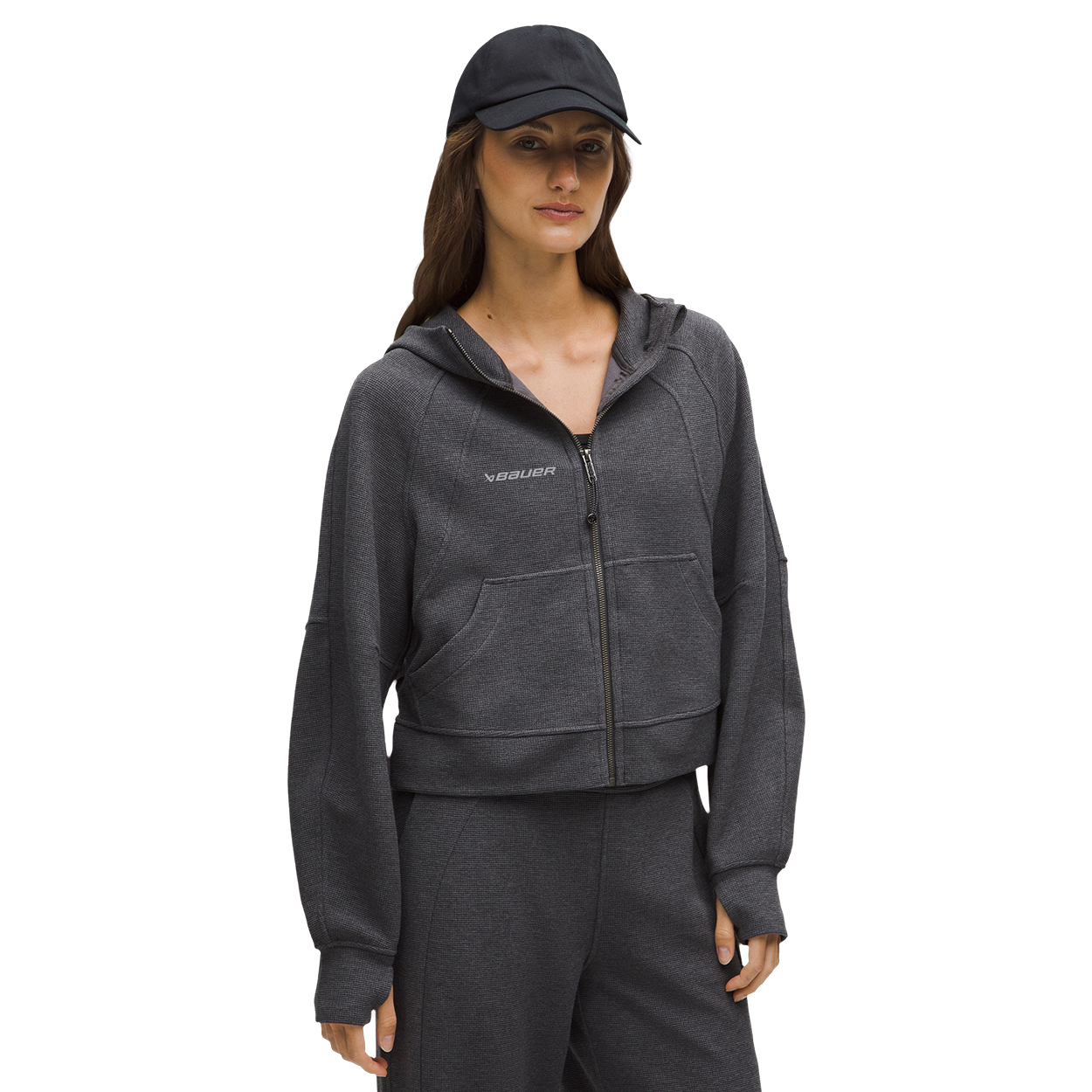 bauer-x-lululemon-scuba-oversized-full-zip-hoodie-waffle-damen image 1